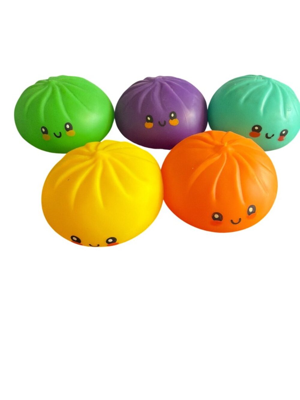 Lot of 5 Squishy Dumpling Toys Vibrant Colors tress Relief Fun Decor RMS